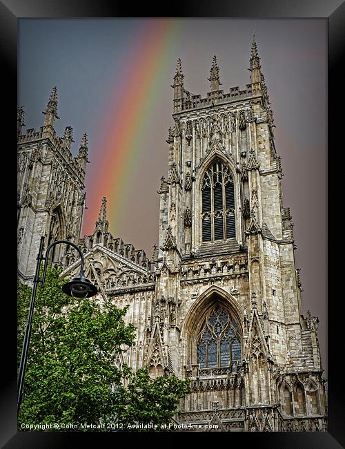 Rainbow over York Minster Framed Print by Colin Metcalf