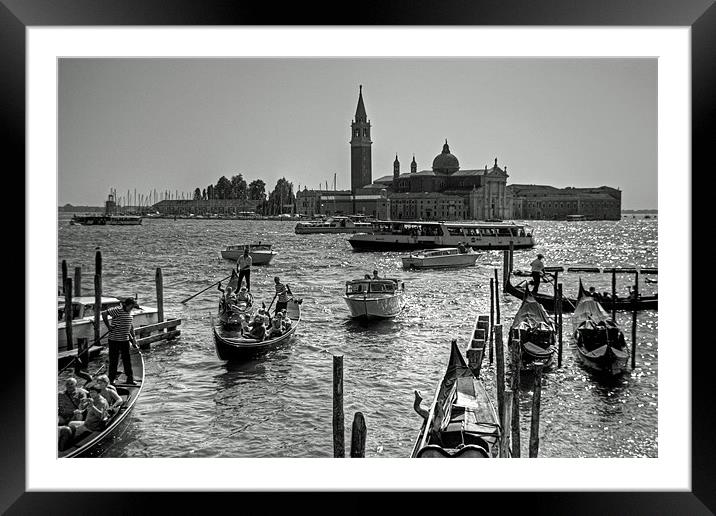 Giudecca Canal - B&W Framed Mounted Print by Tom Gomez