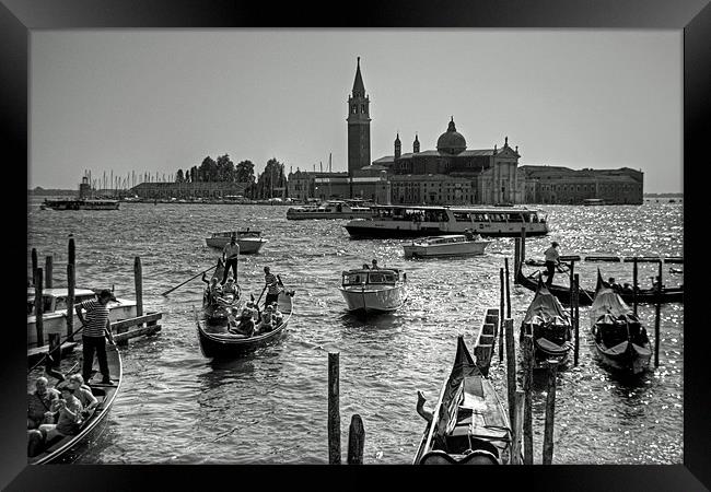 Giudecca Canal - B&W Framed Print by Tom Gomez