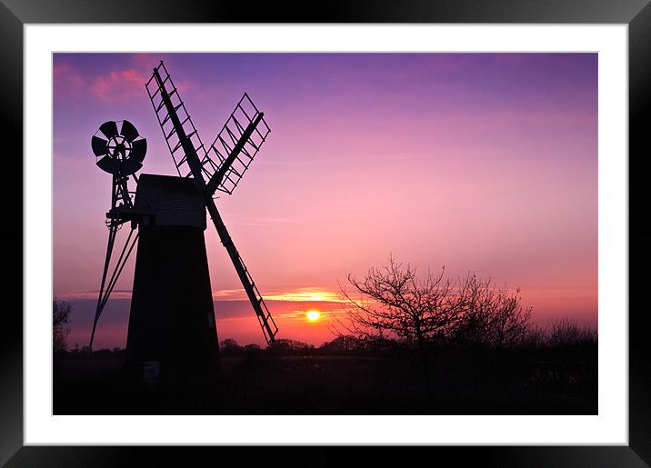 Turf Fen Sunset Framed Mounted Print by Stephen Mole