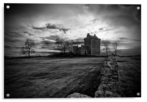 Balvaird Castle Acrylic by Kevin Dobie