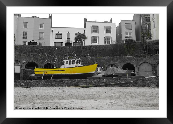 Yellow Fishing Boat Framed Mounted Print by john walker