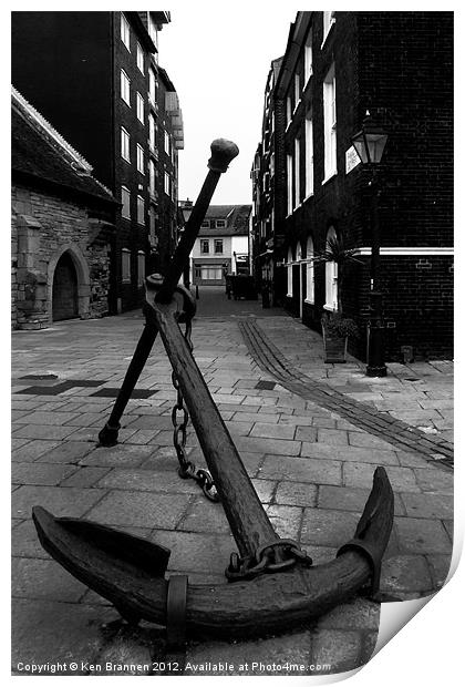 Anchor in Poole Quay Print by Oxon Images
