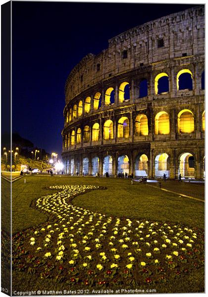 Colosseum at Night Canvas Print by Matthew Bates