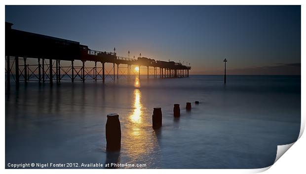 Teignmouth Pier Dawn Print by Creative Photography Wales