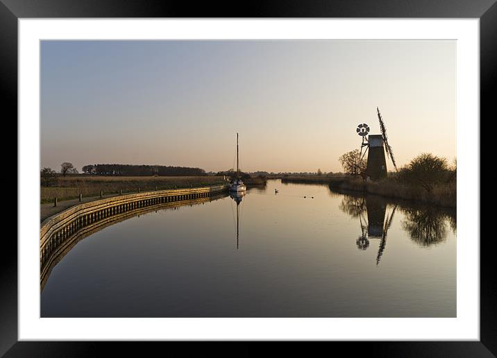 Last light on the Broads Framed Mounted Print by Paul Macro