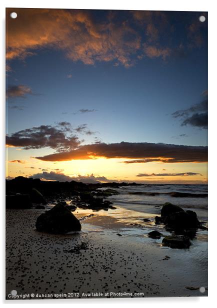 Ayrshire beach sunset Acrylic by duncan speirs
