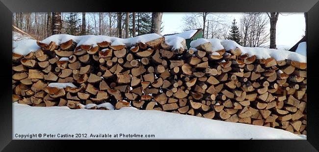 Stack of Firewood Framed Print by Peter Castine
