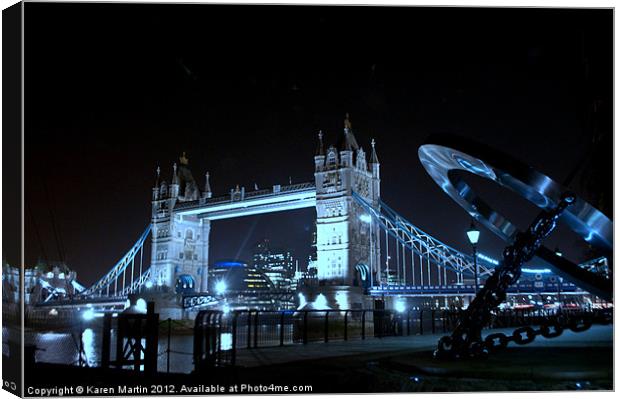 Tower Bridge and Sundial Canvas Print by Karen Martin