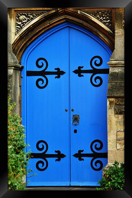 Blue door Framed Print by Milena Barczak