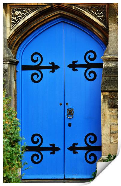 Blue door Print by Milena Barczak