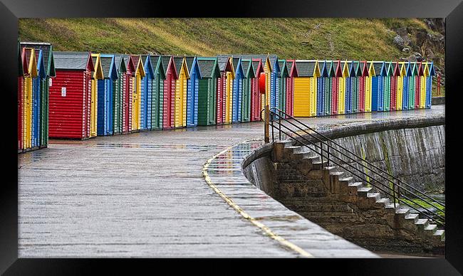 Deserted Beach Huts at Whitby Framed Print by Keith Barker