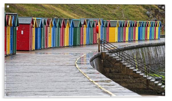 Deserted Beach Huts at Whitby Acrylic by Keith Barker