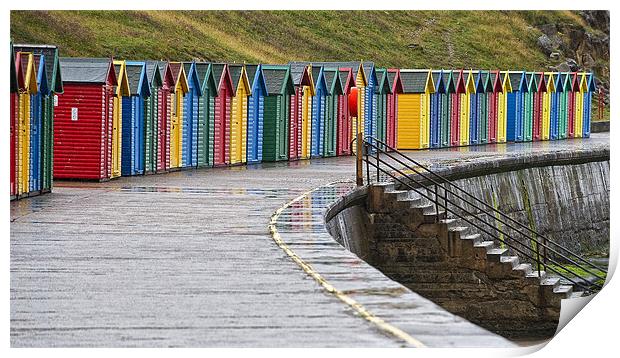 Deserted Beach Huts at Whitby Print by Keith Barker