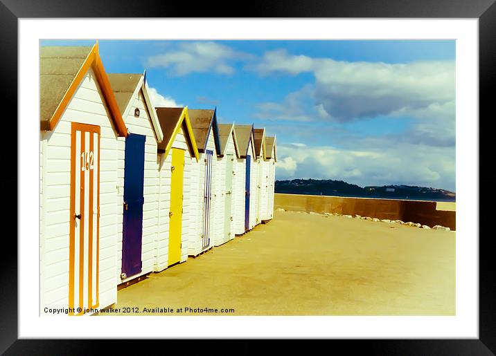Devon Beach Huts Framed Mounted Print by john walker