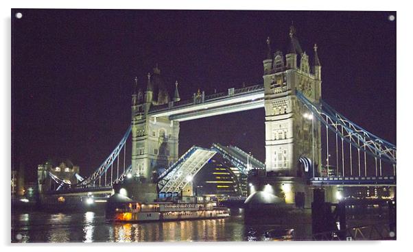 Tower Bridge Night Open Acrylic by David French