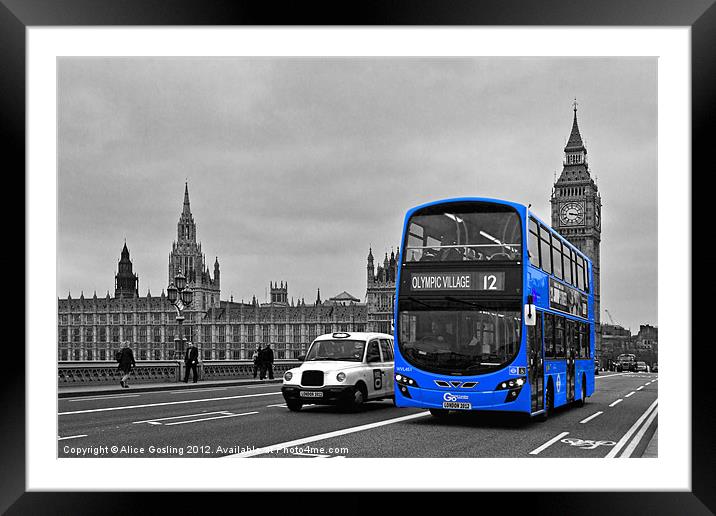 Blue Bus and Big Ben Framed Mounted Print by Alice Gosling