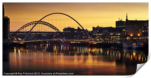 Sunset Time On the Tyne Print by Ray Pritchard