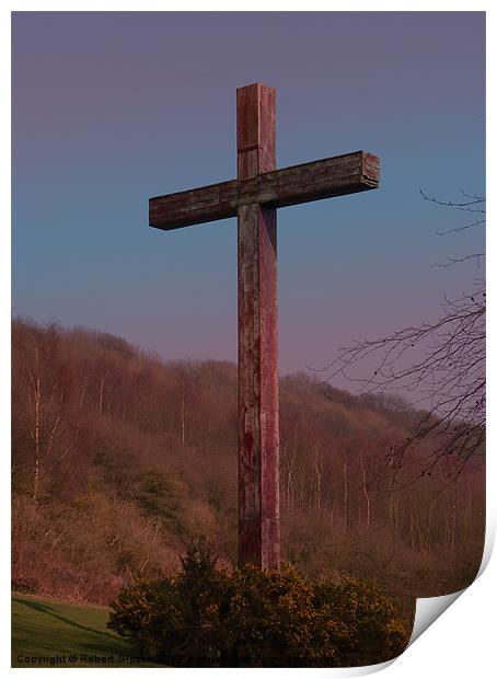 Cross of wood. Print by Robert Gipson