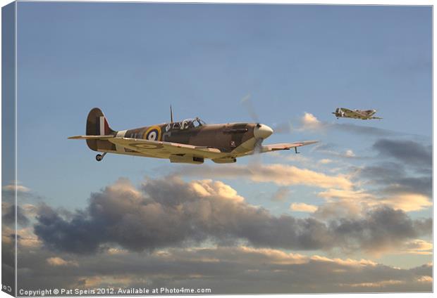Spitfires- Day is Done Canvas Print by Pat Speirs