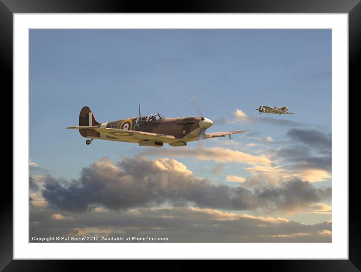 Spitfires- Day is Done Framed Mounted Print by Pat Speirs