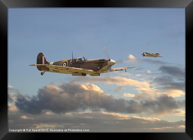 Spitfires- Day is Done Framed Print by Pat Speirs