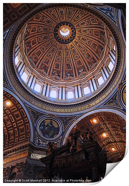 Dome of St Peter's, Vatican City Print by Scott K Marshall