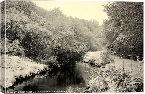 Sankey Brook In Winter. Canvas Print by Stan Owen