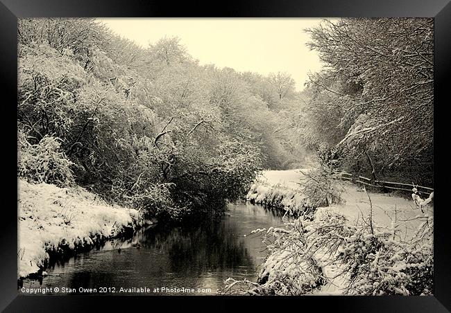 Sankey Brook In Winter. Framed Print by Stan Owen