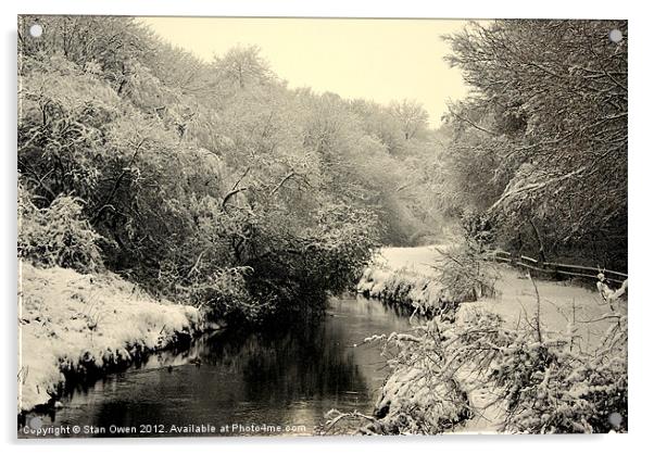Sankey Brook In Winter. Acrylic by Stan Owen
