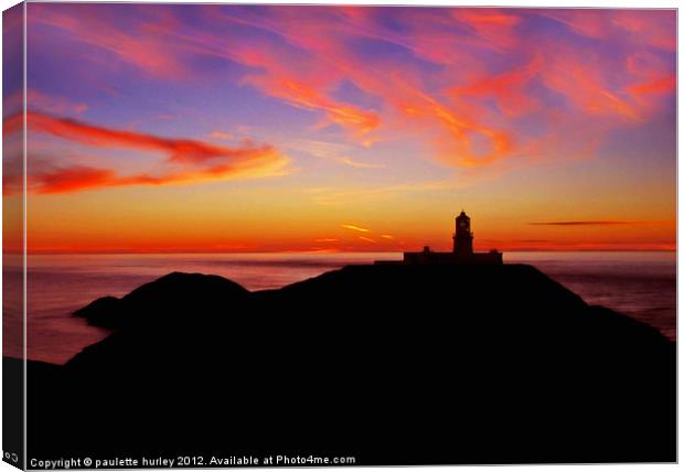 StrumbleHead LightHouse Silhouette. Canvas Print by paulette hurley