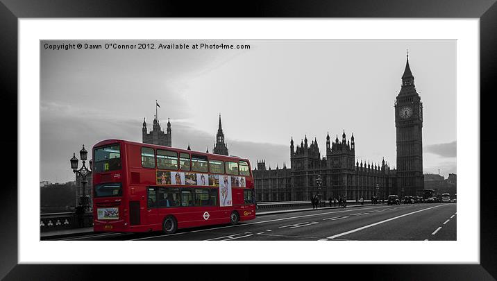 Red London Bus at Westminster Framed Mounted Print by Dawn O'Connor