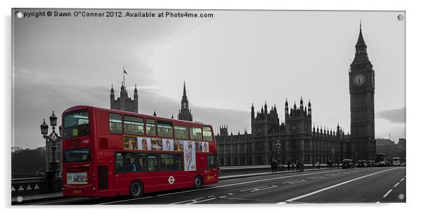 Red London Bus at Westminster Acrylic by Dawn O'Connor
