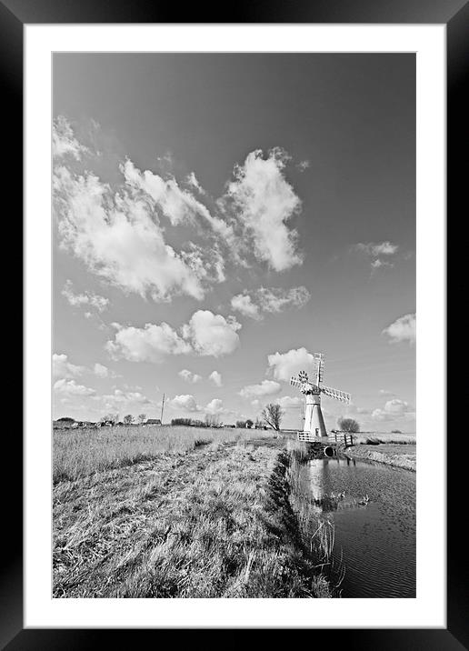 Thurne Mill Mono Framed Mounted Print by Paul Macro