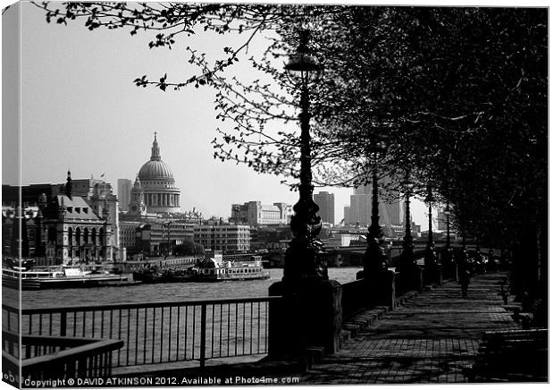 St Pauls Cathedral by the Thames Canvas Print by David Atkinson
