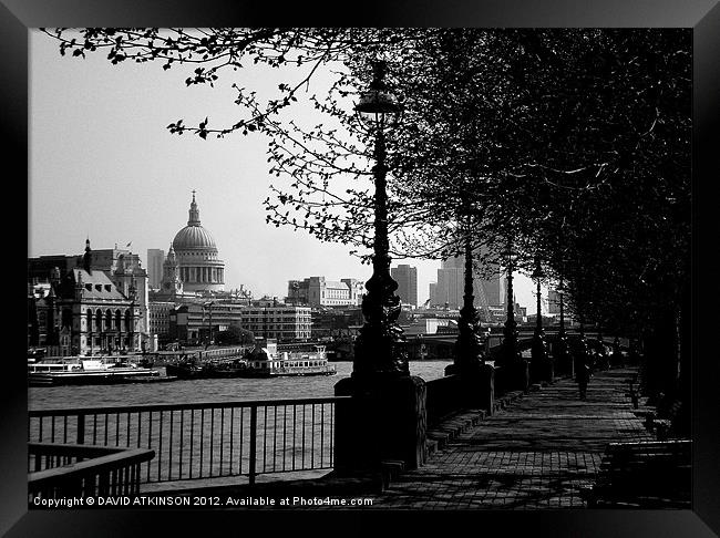 St Pauls Cathedral by the Thames Framed Print by David Atkinson
