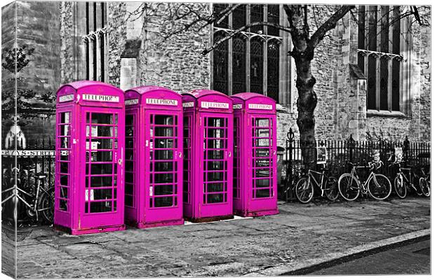 Pink Phone Boxes Canvas Print by Paul Macro