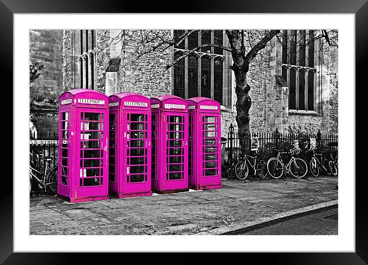 Pink Phone Boxes Framed Mounted Print by Paul Macro