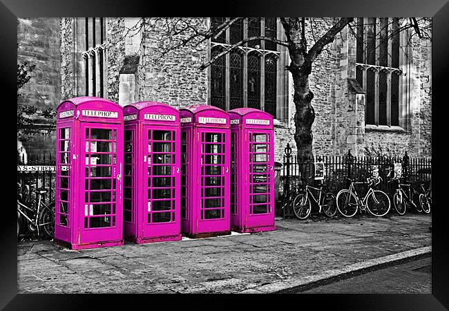 Pink Phone Boxes Framed Print by Paul Macro