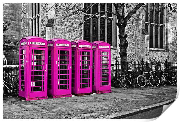 Pink Phone Boxes Print by Paul Macro