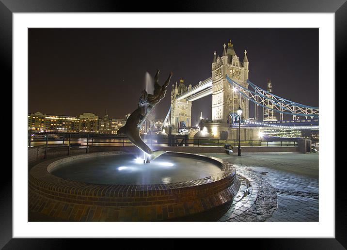 Tower Bridge Night Framed Mounted Print by David French