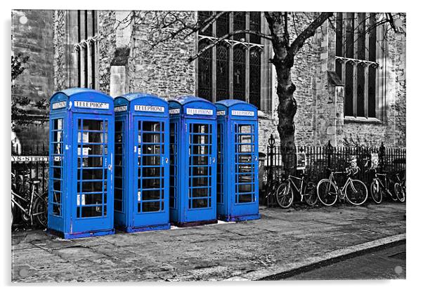 Blue Phone Boxes Acrylic by Paul Macro