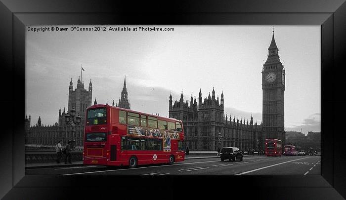 Red London Buses at Westminster Framed Print by Dawn O'Connor