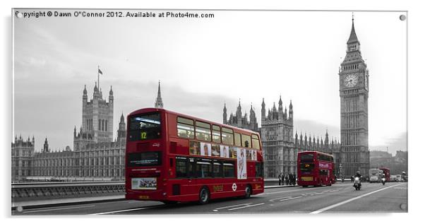 Red London Buses at Westminster Acrylic by Dawn O'Connor