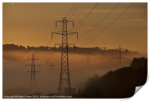 Pylons Print by Creative Photography Wales