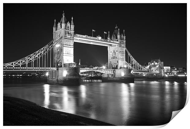 Tower Bridge Night bw Print by David French