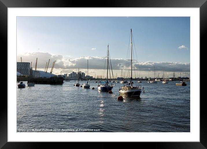 Boats by the O2 Framed Mounted Print by Neal P