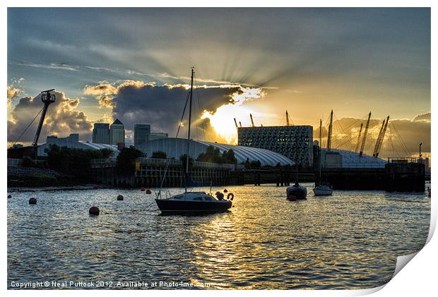 Sunset on the O2 Print by Neal P