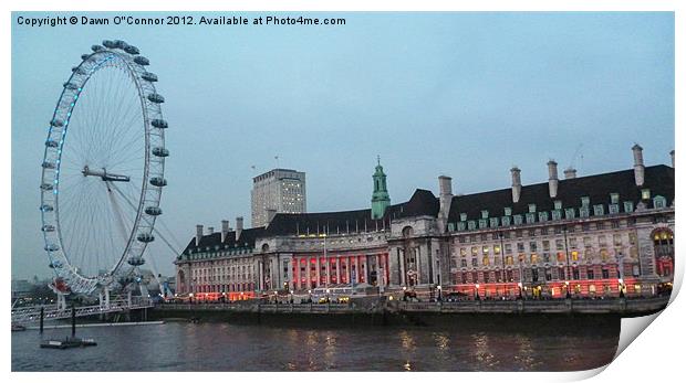 London Eye and County Hall Print by Dawn O'Connor