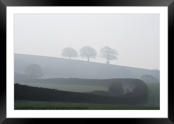 Three trees in the mist Framed Mounted Print by Pete Hemington